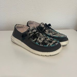 Cowhide beaded Hey Dudes